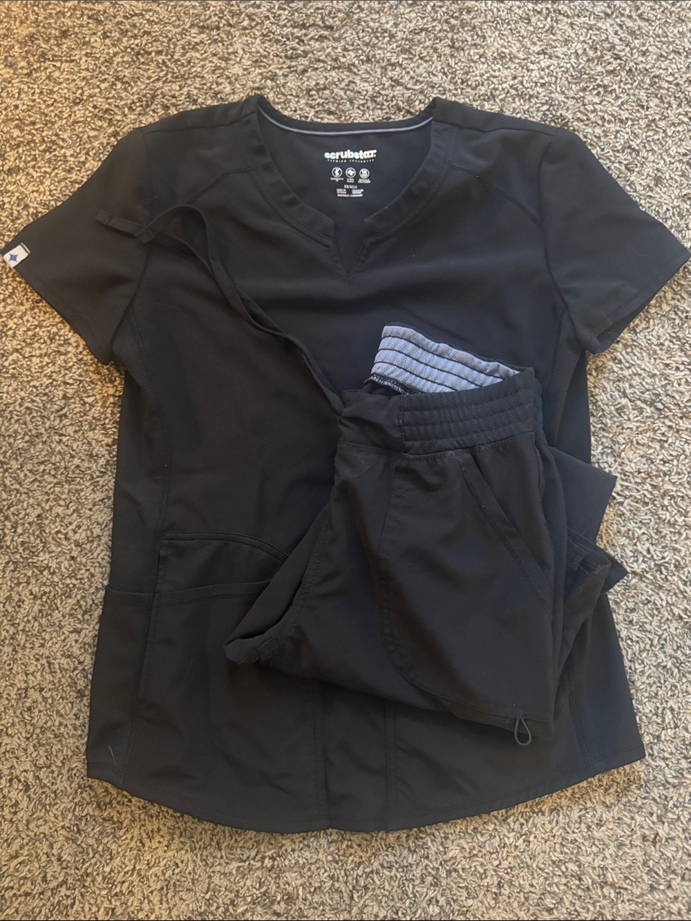 Scrubstar Black V-Neck Scrub Top with Matching Jogger Pants